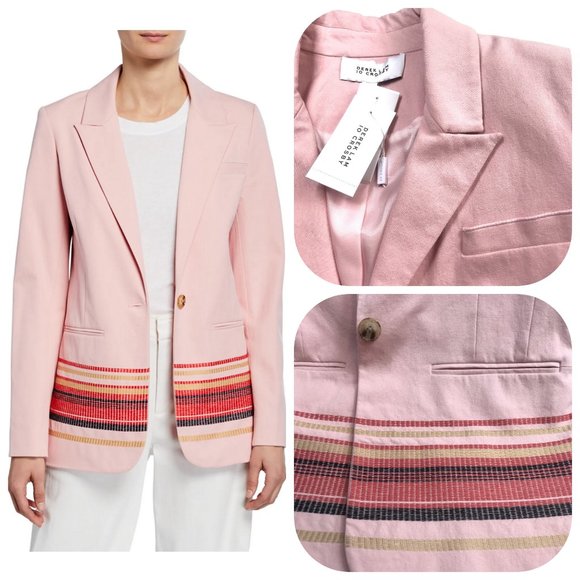 NWT Derek Lam Single-Button Blazer with Embroidery